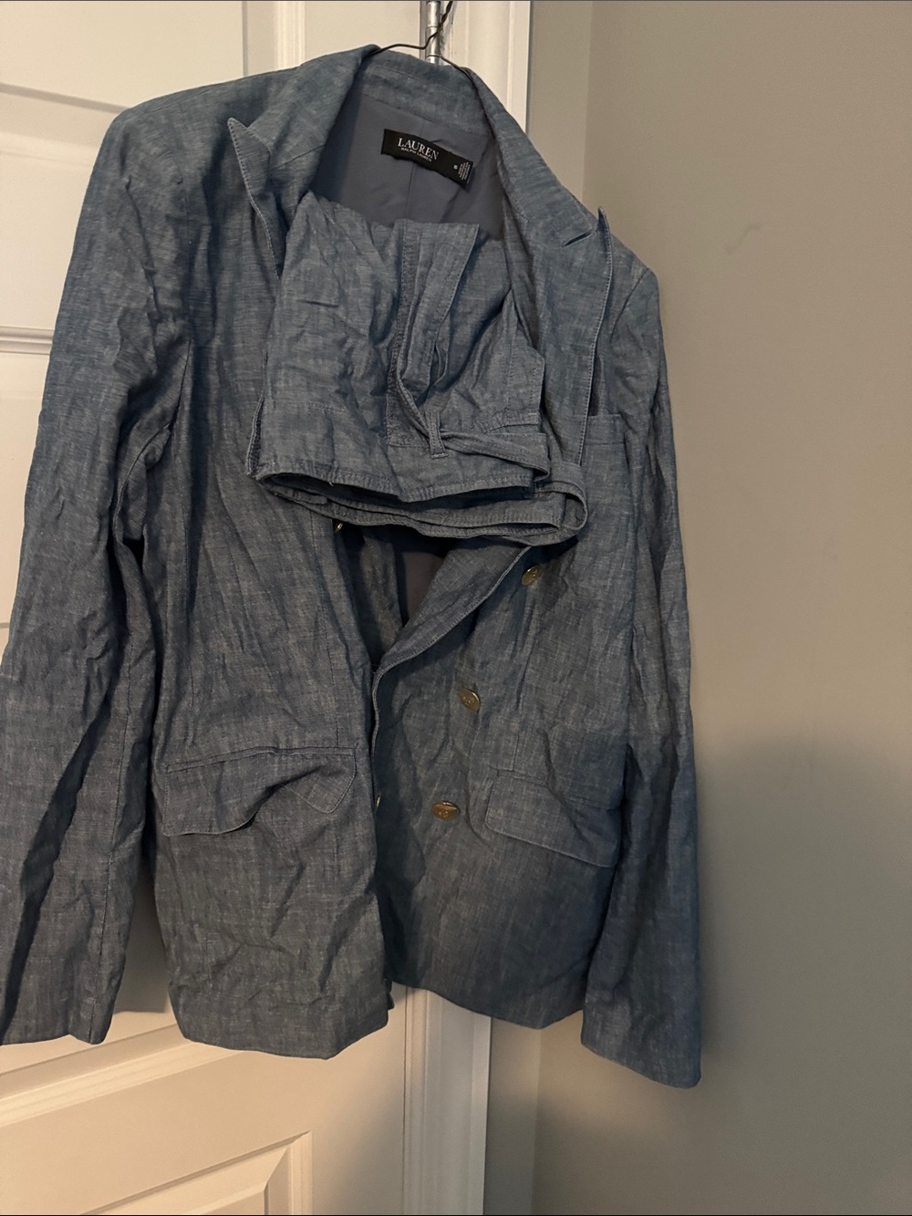 Laundry By Ralph Lauren Light Blue Chambray Jacket and shorts sz 16